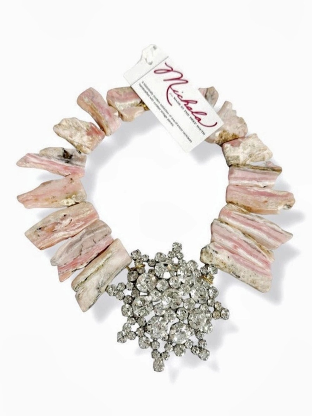 Vintage 1950s Brooch 1960s Pink Opal Bead Necklace | Made in the Deep South